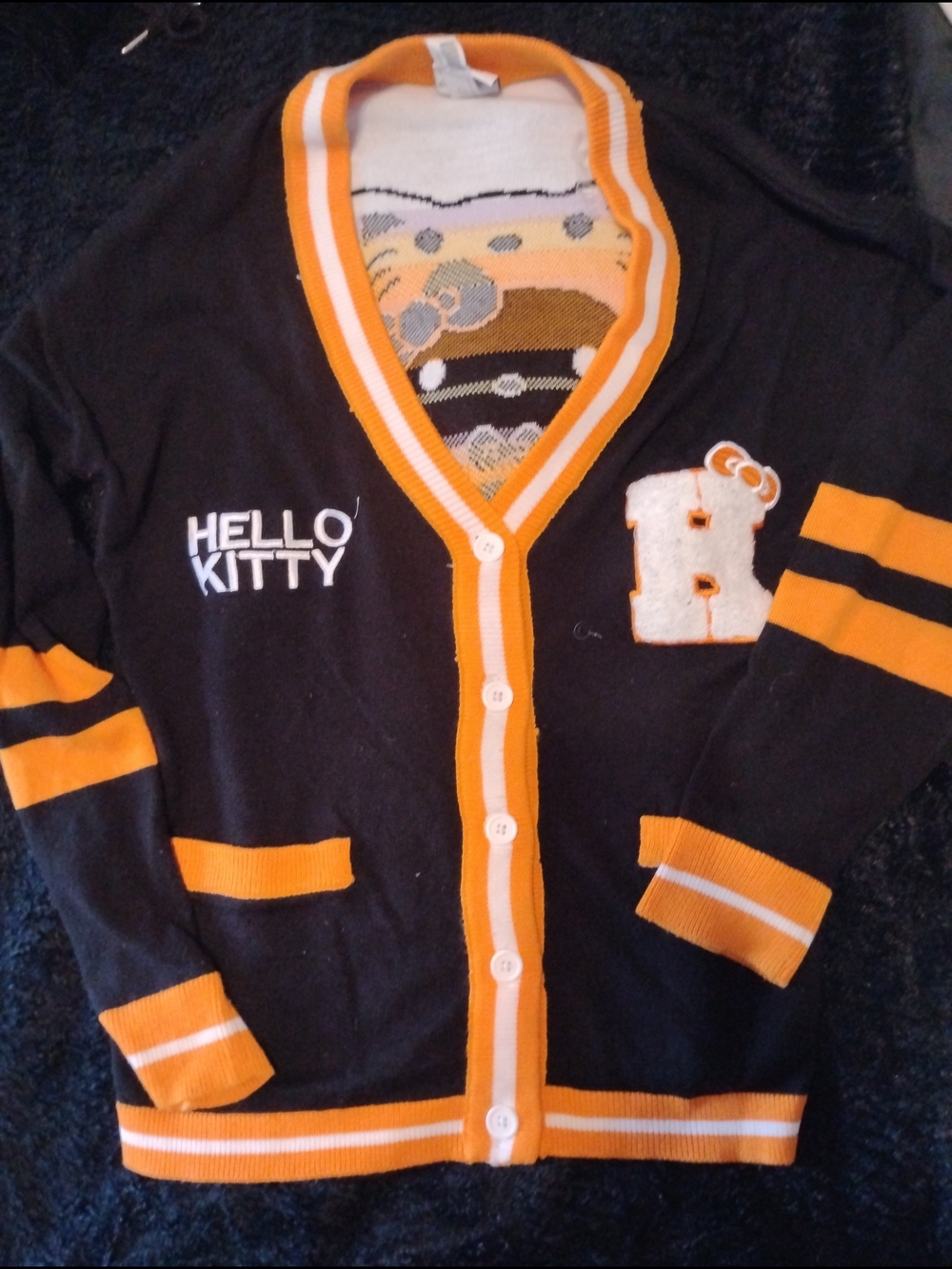 Sanrio Hello Kitty Black and Yellow Button Cardigan